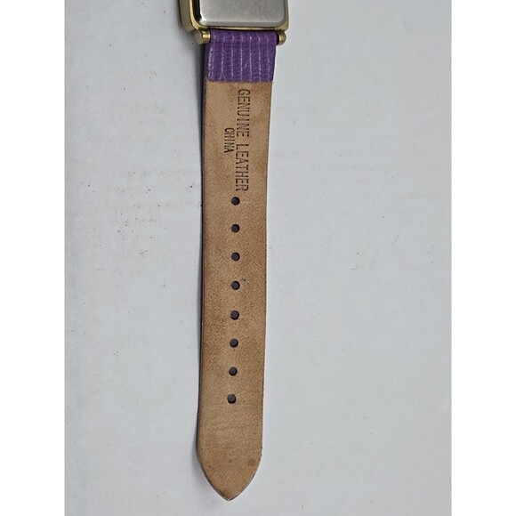 Heidi Daus Purple Crystal Rectangular Watch Quartz New Battery Leather Strap - Picture 12 of 13